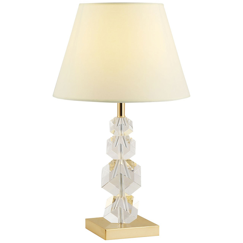 Настольная лампа с абажуром и основанием из хрусталя Neri Crystal Cubes Gold Table Lamp Бежевый Золотой Прозрачный Настольная лампа с абажуром и основанием из хрусталя Neri Crystal Cubes Gold Table Lamp Бежевый Золотой Прозрачный в Воронеже | Loft Concept