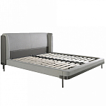 Кровать двуспальная серая с мягким изголовьем из экокожи и ткани Modern Look варинант исполнения - 2 | Loft Concept в Воронеже