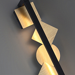 Бра вертикальное черного цвета с золотыми кругами и квадратами Gravyura варинант исполнения - 2 | Loft Concept в Воронеже