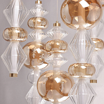 Люстра с плафонами из прозрачного и янтарного стекла в виде шаров и ромбов Gabriel Scott Luna варинант исполнения - 8 | Loft Concept в Воронеже