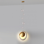 Подвесной светильник с бежевым текстурным кольцом и латунным шаром в центре Tactile  варинант исполнения - 5 | Loft Concept в Воронеже