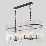 Люстра подвесная овальная со стеклянными прозрачными трубками и металлическим каркасом черного цвета Nembus варинант исполнения - 5 | Loft Concept в Воронеже