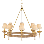 Люстра из кованого железа с отделкой плетеной веревкой и сусальным золотом Parisian Style варинант исполнения - 1 | Loft Concept в Воронеже