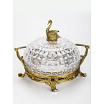 Конфетница из прозрачного рельефного стекла с ручкой и фигуркой лебедя Eden Garden варинант исполнения - 2 | Loft Concept в Воронеже