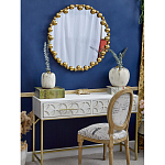 Зеркало круглое в фактурной золотистой раме из металла Mirror Golden Placer варинант исполнения - 2 | Loft Concept в Воронеже