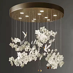 Люстра каскадная с белыми цветами и птицами Takeoff варинант исполнения - 1 | Loft Concept в Воронеже