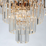 Люстра из черного металла с многоярусными подвесками из прозрачного хрусталя на золотой цепи Empire Black Chandelier Crystal варинант исполнения - 7 | Loft Concept в Воронеже