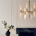 Люстра золотая с 16-ю тонкими цилиндрическими плафонами Shoulders варинант исполнения - 3 | Loft Concept в Воронеже