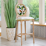 Барный стул золотистый из натурального бука с изображением птицы и цветов Blooming Birds варинант исполнения - 2 | Loft Concept в Воронеже