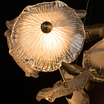 Люстра подвесная круглая с ветвистыми бронзовыми элементами и стеклянными рифлеными дисками Textured Glass Chandelier варинант исполнения - 5 | Loft Concept в Воронеже