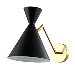 Бра черного цвета с конусообразным плафоном на золотом основании Loft Metal варинант исполнения - 1 | Loft Concept в Воронеже