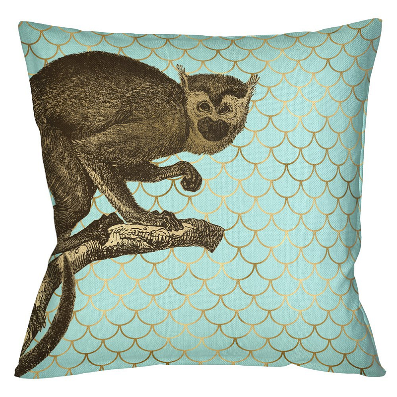 Подушка Safari light blue monkey Бирюзовый Глянцевое золото Подушка Safari light blue monkey Бирюзовый Глянцевое золото в Воронеже | Loft Concept