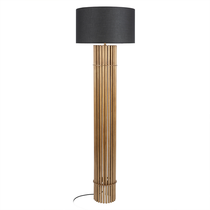 Торшер с металлическим золотым трубчатым основанием Fulgurite Золотой Черный в Воронеже | Loft Concept 