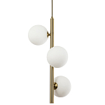 Подвесной светильник с 3-мя сферическими плафонами из матового стекла Pearls Suspension Brass Tube Hanging Lamp варинант исполнения - 1 | Loft Concept в Воронеже