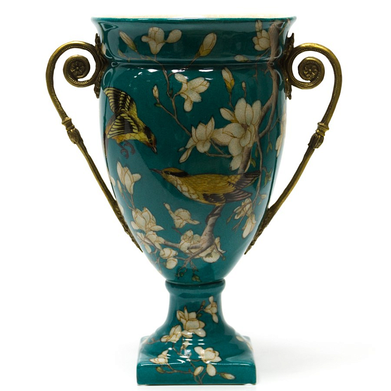 Фарфоровая ваза Porcelain Turquoise Cup Бирюзовый Бронза Фарфоровая ваза Porcelain Turquoise Cup Бирюзовый Бронза в Воронеже | Loft Concept