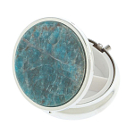 Таблетница карманная круглая с 3-мя отделениями и накладкой из натурального камня Апатит Голубой Silver Stone Pillboxes варинант исполнения - 2 | Loft Concept в Воронеже