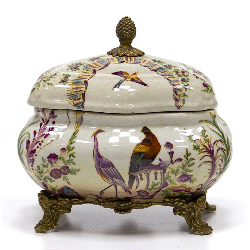 Шкатулка Box Heron and Parrot Бежевый Бронза Шкатулка Box Heron and Parrot Бежевый Бронза в Воронеже | Loft Concept
