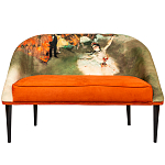 Диван двухместный из натурального бука оранжевый с цветным принтом Impressionism in Art варинант исполнения - 1 | Loft Concept в Воронеже