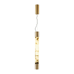 Подвесной светильник цилиндрической формы с плафоном из алебастра и металлическими торцами Латунь 60 см Cryptocrystalline Stone варинант исполнения - 2 | Loft Concept в Воронеже