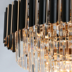 Люстра из черного металла с многоярусными подвесками из прозрачного хрусталя на золотой цепи Empire Black Chandelier Crystal варинант исполнения - 6 | Loft Concept в Воронеже