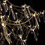 Люстра подвесная с изогнутым металлическим каркасом и множеством хрустальных подвесок Золото Диаметр 80 см Quasar варинант исполнения - 1 | Loft Concept в Воронеже