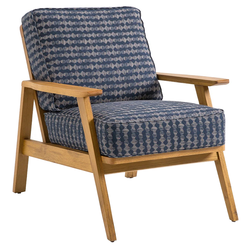 Кресло с каркасом из массива дуба Deniaud Oak Blue Print Armchair Синий Древесина Кресло с каркасом из массива дуба Deniaud Oak Blue Print Armchair Синий Древесина в Воронеже | Loft Concept