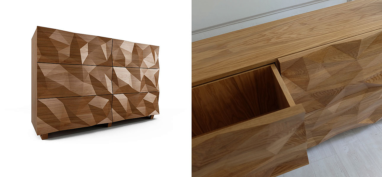Комод с большими угловыми фигурами, 3 уровня Geometric Greece Комод с большими угловыми фигурами, 3 уровня Geometric Greece - Loft-Concept в Воронеже