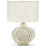 Настольная лампа с абажуром и каркасом из белых деревянных бусин White Wooden Beads Table Lampshade варинант исполнения - 1 | Loft Concept в Воронеже