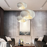 Подвесной светильник с белыми изящными декоративными лепестками Volumetric Petal Lamp варинант исполнения - 7 | Loft Concept в Воронеже