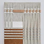 Панно из шнура Бежевая геометрическая абстракция wall panel line beige  варинант исполнения - 1 | Loft Concept в Воронеже