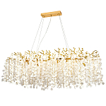 Линейная люстра с круглыми хрустальными подвесками Fairytree Gold Crystal Branches Linear Chandelier  варинант исполнения - 1 | Loft Concept в Воронеже