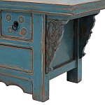 Деревянная ТВ-тумба в китайском стиле с 4-мя ящиками и резным декором голубая Luo Chinese TV Stand Blue варинант исполнения - 3 | Loft Concept в Воронеже