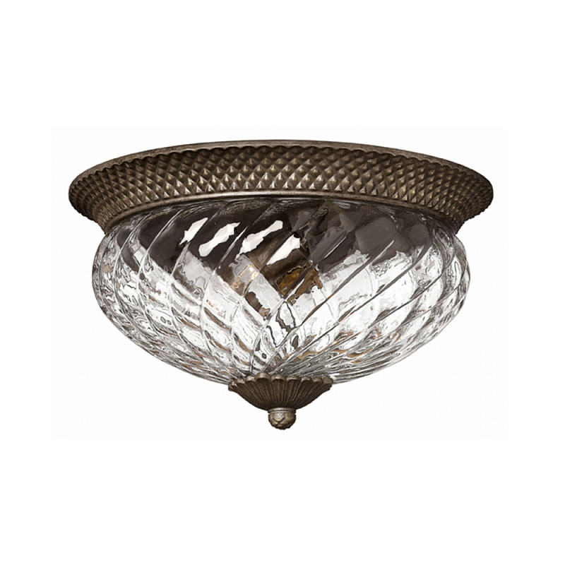 Потолочный светильник с чашеобразным плафоном из толстого волнообразного стекла и широким узорчатым основанием Hinkley Бронза Никель Прозрачное Стекло в Воронеже | Loft Concept 