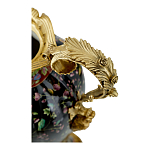 Ваза из фарфора черная с цветочной росписью и бронзовыми элементами Spring Garden варинант исполнения - 2 | Loft Concept в Воронеже