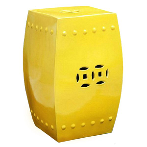 Желтый китайский табурет Octagon Prosperity Garden Stool 