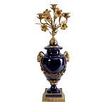 Подсвечник из темно-синего фарфора с бронзовыми элементами и цветами Eden Garden варинант исполнения - 1 | Loft Concept в Воронеже