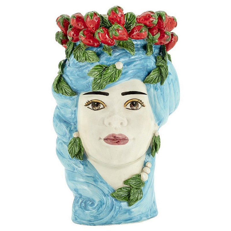 Ваза Vase Strawberries Head Lady Azure Белый Красный Зеленый Голубой в Воронеже | Loft Concept 