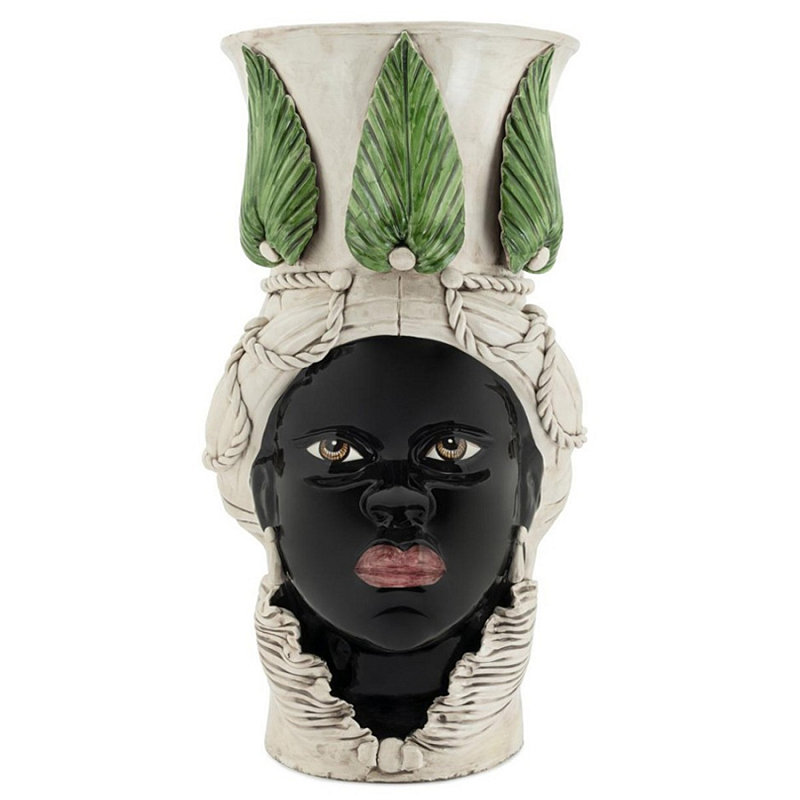 Ваза Vase Moro Lady Giant With Leaf Черный Бежевый Зеленый Ваза Vase Moro Lady Giant With Leaf Черный Бежевый Зеленый в Воронеже | Loft Concept