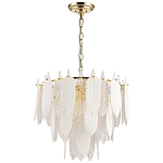 Люстра с декором из рельефного стекла в виде перьев Abelia Feather Chandelier 10 варинант исполнения - 2 | Loft Concept в Воронеже