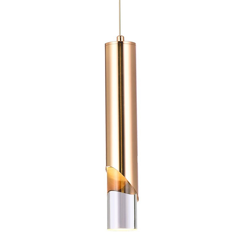 Подвесной светильник Metal Acrylic Tube Gold Hanging Lamp Прозрачный Золотой в Воронеже | Loft Concept 