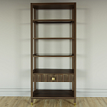 Стеллаж Elsa Dreams Walnut со стеклянными полками и ящиком варинант исполнения - 4 | Loft Concept в Воронеже