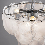 Люстра из белых стеклянных дисков на серебрянном каркасе White Glowing Reflectors варинант исполнения - 5 | Loft Concept в Воронеже