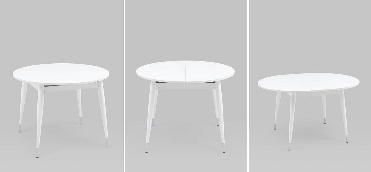 Стол обеденный раскладной круглый Linnaeus Collection Белый Стол обеденный раскладной круглый Linnaeus Collection Белый - Loft-Concept в Воронеже