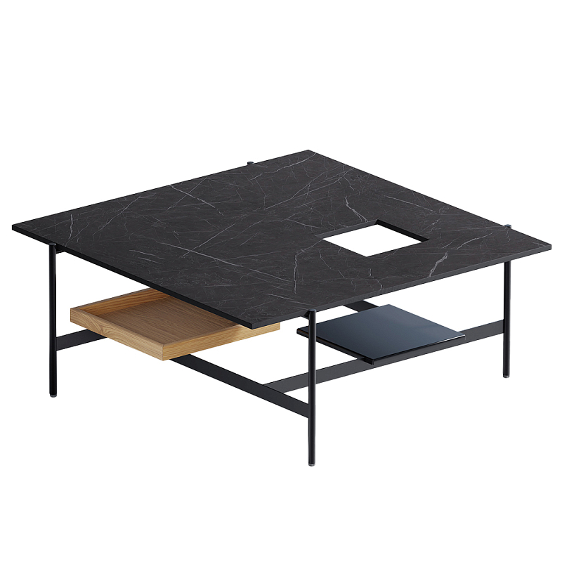 Karat журнальный столик цвета тёмный камень с съемным подносом Серый Черный в Воронеже | Loft Concept 