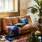 Дизайнерский кожаный диван коричневый без подлокотников Aveline Leather Sofa варинант исполнения - 6 | Loft Concept в Воронеже