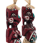 Комплект из 2-х деревянных статуэток Asmat Straw Headdress Statuettes Red Turquoise варинант исполнения - 3 | Loft Concept в Воронеже