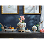 Блюдо овальное из голубого фарфора с ручками в виде бабочек и цветочным рисунком Blue Garden варинант исполнения - 4 | Loft Concept в Воронеже