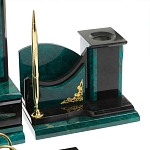 Настольный письменный набор из змеевика тёмно-зелёного цвета с декором в виде орла Successful Leader варинант исполнения - 5 | Loft Concept в Воронеже