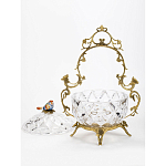 Конфетница с бронзовой ручкой и фарфоровой птичкой на крышке Eden Garden варинант исполнения - 2 | Loft Concept в Воронеже