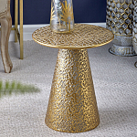 Журнальный столик с конусообразной основой и текстурной поверхностью золотого цвет Ethnic Metal варинант исполнения - 3 | Loft Concept в Воронеже